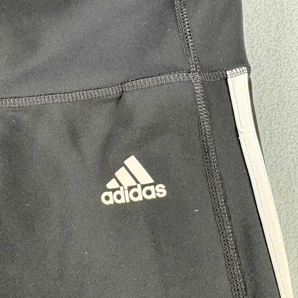 Adidas Climalite Leggings Womens Medium Black White 3-Stripe High Waist Tights - Picture 4 of 8